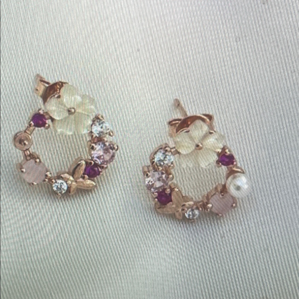 Elegant Ramla Rose Gold Plated Floral Earrings - Picture 4 of 4